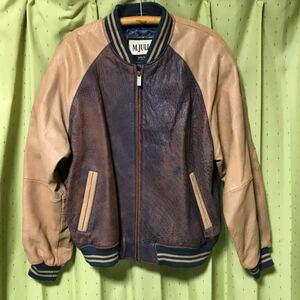 WILSONS M.JULIAN ウィルソンズ レザー スタジャン (L) 茶 | Mens メンズ JKT ブルゾン アメカジ 本革 袖 切り替え バイカー USA