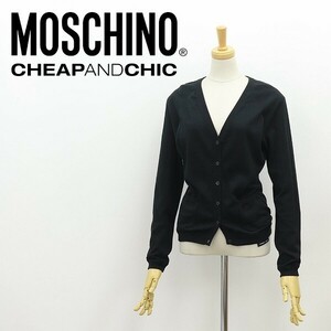 ◆MOSCHINO CHEAP AND CHIC モスキーノ チープアンドシック カシミヤ混 コットン ニット カーディガン 黒 ブラック 42