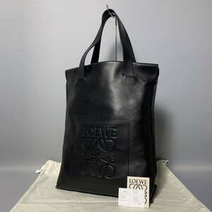 65B159｜美品｜ロエベ ショッパートート レザー ブラック アナグラム