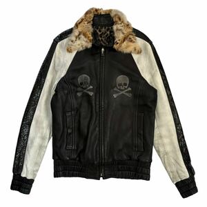 ROEN SKULL Leather FUR JACKET archive KMRii ifsixwasnine lgb L.G.B. share spirit catorce 00s backlush yasuki ishi 14th addiction