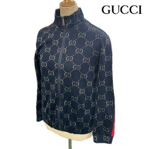 GUCCI/グッチ ジップアップジャケット 571390 10サイズ シェリーライン GG柄×ラメ ネイビー アウター 衣類 キッズ トップス