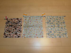 即決★新品★SUNNY SPOT キンチャク　巾着★Mが1点　360×290mmとLが2点 400×340mm★合計3点★幼児幼稚園保育園小学生中学生高校生大学生