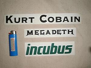 *AKMS*バンド系 カッティングステッカー 3枚セット KURT COBAIN MEGA DEATH INCUBUS