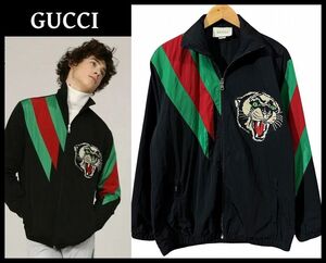 ■ 国内正規 イタリア製 GUCCI グッチ 19AW 545556 XJAC4 ビッグ パンサー 刺繍 ウェブインターシャ オーバーサイズ ナイロン ジャケット