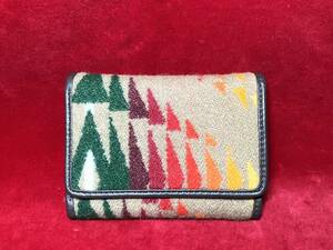 廃盤品 PENDLETON ペンドルドン 三つ折り 財布 ウール ウォレット カーキ 美品 ブランケット テキスタイル