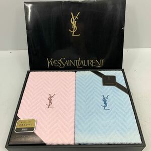 I☆未使用☆イヴサンローラン YSL サンローラン タオルシーツ シーツ 寝具 タオルケット ペア シングルサイズ 布団 タオル 綿100%