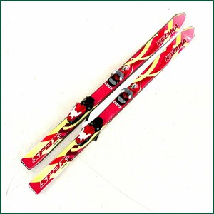 中古 ●KAZAMA●カービングスキー 127cm SPAX ビンディング付 記名有 カザマ　赤