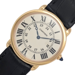 カルティエ Cartier ロンド ルイ カルティエ LM W6800251 ホワイト K18PG/社外ベルト/純正尾錠 腕時計 メンズ 中古