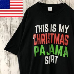 PORT アメリカ古着 ビッグプリントTシャツ メンズ　ブラック　クリスマス