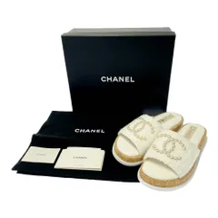 【中古】【箱付き】 CHANEL シャネル 24S ココマーク フラットサンダル ミュール ホワイト 383514 サンダル