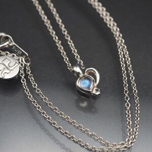 A905 Courreges クレージュ STERLING SILVER925刻印 ペンダント ネックレス ムーンストーン ハート デザイン シルバー 6月誕生石