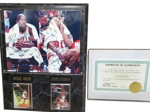 極美品 ◎NBA マイケル・ジョーダン デニス・ロッドマン 直筆サイン バスケットボール 選手 コレクション グッズ 写真 Michael Jordan