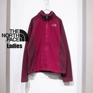 レディース S / THE NORTH FACE ノースフェイス フリースジャケット フルジップ アウトドア バーガンディー レッド ボア ロゴ刺繍 古着