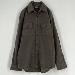 L UNIQLO ユニクロ ボタンダウンシャツ スエード調 カーキブラウン 長袖 厚手 リユース ultramto ns0155