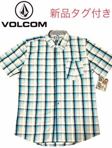 ■新品タグ付き■VOLCOM・ボルコム■Crash course 半袖シャツ■表記S（ Mサイズ相当）・チェックシャツ・スノボ・SK8