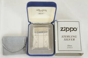 ⑩ STERLING SILVER スターリングシルバー 2面 手彫り 2000 Zippo ジッポー オイルライター 3505216021