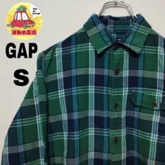 usa古着 GAP ネルシャツ　S グリーン　ネイビー　チェック