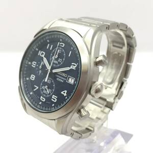 ○R249-207 SEIKO/セイコー CHRONOGRAPH クロノグラフ 100M 3針 Date デイト メンズ クォーツ 腕時計 8T67-00D0 稼働品