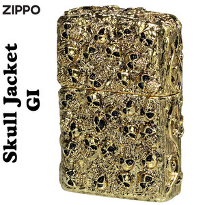 zippo(ジッポーライター) スカルジャケットGI 金イブシ　オイルライター ドクロ おしゃれ　カッコイイ 送料無料