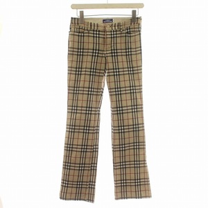 バーバリーブルーレーベル BURBERRY BLUE LABEL ストレッチパンツ ノバチェック スリム パンツ 36 S ベージュ