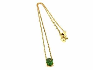 1円 ■美品■ ChristianDior クリスチャンディオール カラーストーン ネックレス ペンダント アクセサリー ゴールド系×グリーン系 AX7312