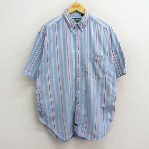 XL/古着 アメリカンイーグル 半袖 シャツ メンズ 90s コットン ボタンダウン 薄紺他 ネイビー ストライプ 23jul27 中古 トップス