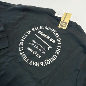 ●送料390円可能商品 ハンテン HANGTEN 新品 メンズ 快適 バックプリント 長袖 ロング Tシャツ ロンT 黒 L [SN403-NE5-L] 一 三 弐★QWER