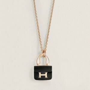 【未使用】HERMES エルメス コンスタンス ネックレス ピンクゴールド ブラックジェード 18K