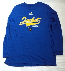 ☆adidas.com アディダス AMPLIFIER TEE サイズXL 長袖Tシャツ スポーツ ウェア フアッションCOTTONティー SOFTBALL青ブルー黄色イエロー白