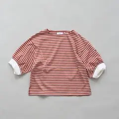 KHA:KI TWIST SLEEVE BASQUE SHIRTSオレンジボーダ