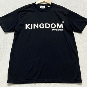 美品●BURBERRY バーバリー コットン100％ KINGDOM クルーネック オーバーサイズ 半袖Ｔシャツ ブラック