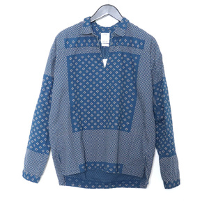 VISVIM KERCHIEF DOTS TUNIC SHIRT サイズ1 ブルー 0114105011027 ビズビム カーチフドットチュニックシャツ 長袖 ヴィズヴィム 14ss