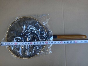 希少 30cm タモ 渓流 玉網 ランディングネット ワンピース アルミ枠 ゴールド 立体成型 てんから テンカラ 小型 軽量 ウッドグリップ 木柄 