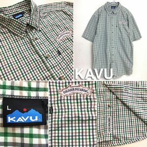 ★アメリカ直輸入!!★正規品★[KAVU カブー×SIERRA NEVADA]刺繍 チェック柄 半袖シャツ[メンズ L]白 緑 茶 アウトドア 企業 ビール K2-436