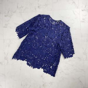 美品 ZARA woman ザラウーマン 総レースシアートップス レディース 紺 サイズS*TC831