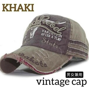 キャップ ダメージ加工 USED風 ヴィンテージ レディース メンズ 帽子 アメカジ CAP 男女兼用 