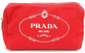 PRADA プラダ カナパ ロゴ ポーチ キャンバスポーチ レッド 赤 1NA693 コスメポーチ 化粧ポーチ◎6199-1