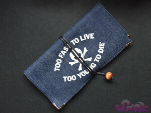 ◎ＰＵＮＫ手作りポーチ◎ TOO FAST TO LIVE TOO YOUNG TO DIE（ブルー）
