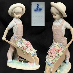 LLADRO リヤドロ　花と手押し車　少女　陶器人形　置物　箱　（J69Ir1015R0509307）