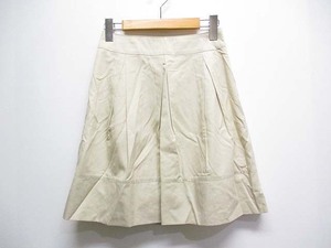クイーンズコート QUEENS COURT タック フレア 台形 コットン スカート 0 ベージュ 裏地付き 日本製 レディース