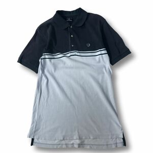 《オススメ◎》FRED PERRY フレッドペリー★ワンポイント*バイカラー*半袖ポロシャツ*ネイビー/ライトブルー*サイズM(MS2932)◆S60