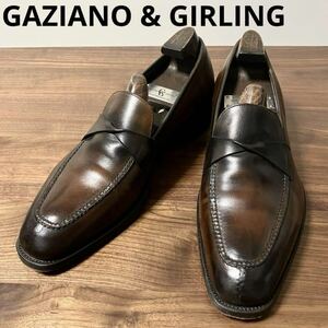 美品 GAZIANO&GIRLING Antibes2 5.5D criollo patina クリオロパティーナ ガジアーノ&ガーリング アンティーブス2 ローファー シューツリー