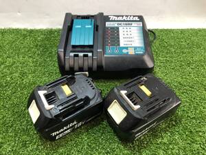 【中古品】makita 18V5.0Ahリチウムイオンバッテリー2個＋急速充電器セット BL1850B/DC18RF　ITGIMY4HFTY2