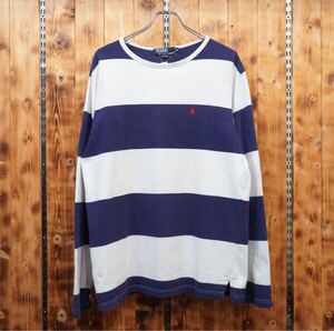 80s90s ralphlauren usa製　太ボーダー　長袖　カットソー　M/ラルフローレン　Tシャツ　