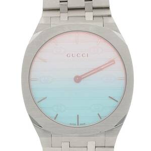 グッチ GUCCI 25H 163.4/YA163409 サイズ:38mm SSブルー文字盤クォーツ腕時計 中古 BS99