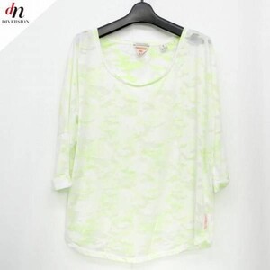 MAISON SCOTCH メゾンスコッチ 7分袖 カモフラ 迷彩 カットソー Tシャツ WHITE/LIME 1