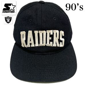 90s Los Angeles Raiders Black Arch Starter NFL Cap Snapback キャップ　ウールキャップ　レイダース　ロサンゼルス　スターター　黒