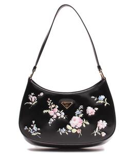 プラダ レザーショルダーバッグ 花柄 ゴールド金具 クレオ 1BC499 ブラッシュドレザー レディース PRADA