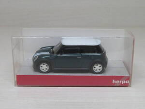 MINI COOPER S　ミニ クーパー S　（濃緑・白ルーフ）　ヘルパ　herpa　1/87