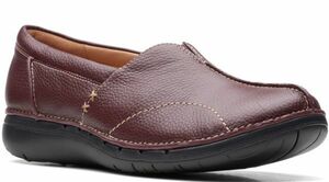 Clarks 26cm フラット バレエ バーガンディ スリッポン ゴア レザー ソフトソール ヒール ローファー ブーツ スニーカー パンプス RRR71